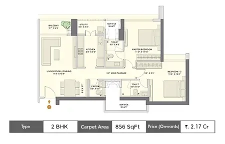 2 BHK 856 SqFt
